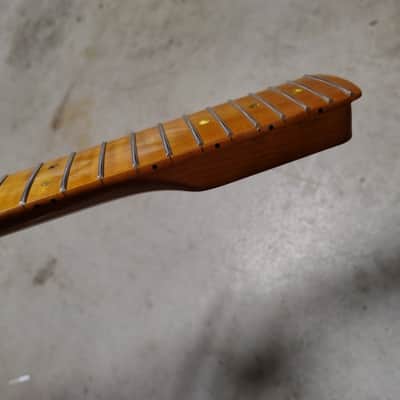 Flame Roasted Maple Strat Neck fits fender Stratocaster body 22 frets Modern image 4