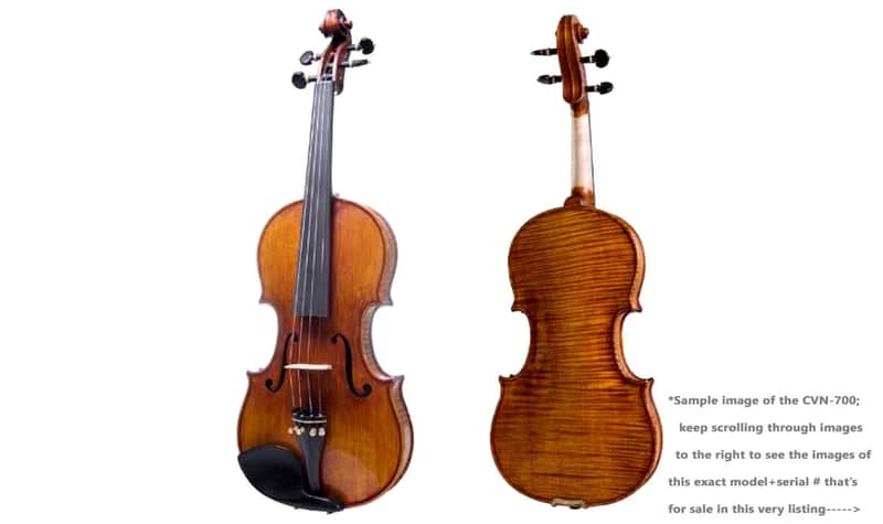 4/4 Advanced to Professional Level Violin Featuring Aged 7 Years+ Select Solid Spruce Top Highly Flamed One-Piece Maple Back and Sides, Real Ebony Components, Brazilwood Bows, Hand-Rubbed... image 1