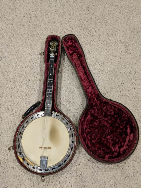 Vega Vox Tenor 4 string Banjo 1930's Gold pearloid image 1