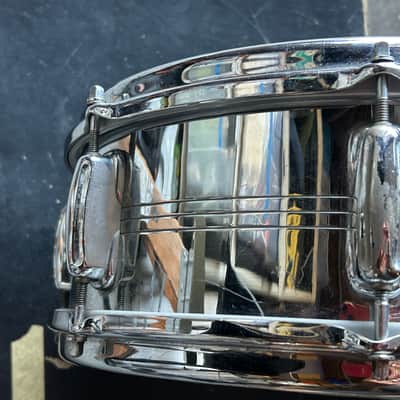 Slingerland No. 130 Gene Krupa Sound King 5x14" 8-Lug Chrome Over Brass Snare Drum with Vintage Case 1960s image 8