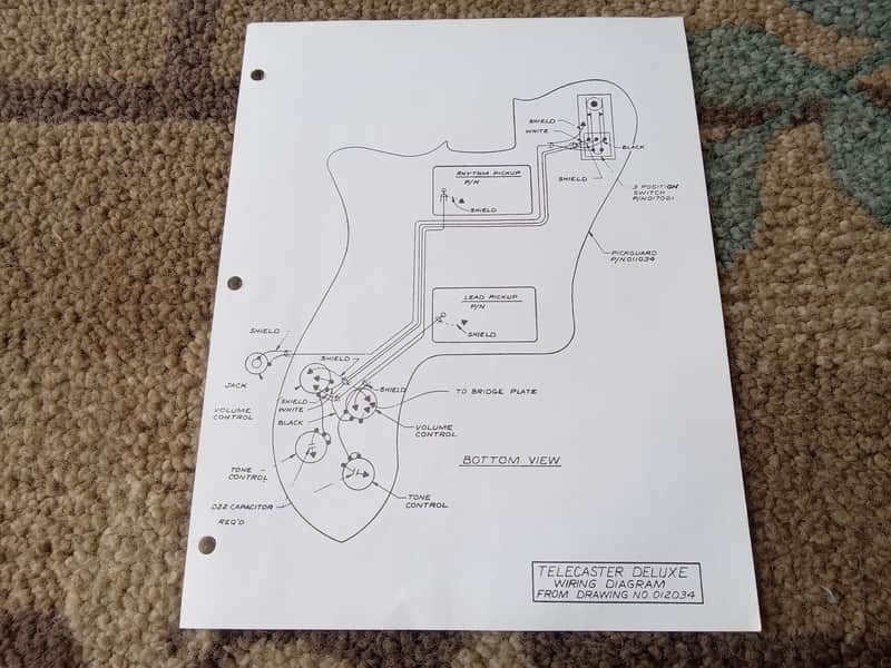 Vintage Late 1970's Fender Telecaster Deluxe Wiring Diagram! Original Case Candy, Paperwork! image 1