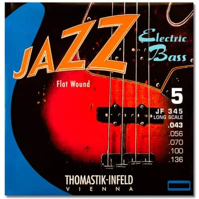 Thomastik-Infeld JF345 Jazz Flat Wound Nickel Bass Guitar Strings 5-String Long Scale (.043-.136) image 1
