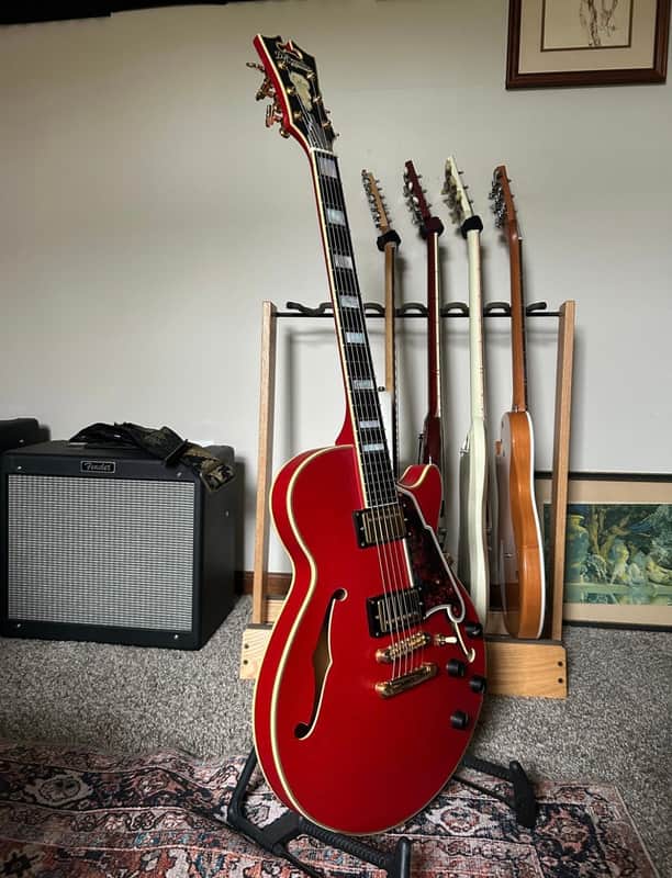 D'Angelico Deluxe SS Semi-Hollow Single Cutaway with Stop-Bar Tailpiece 2010s - Matte Cherry image 1