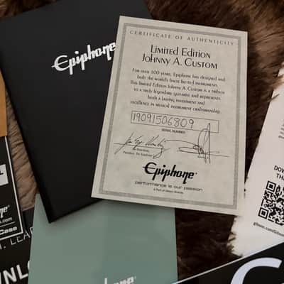 Epiphone Johnny A Signature Custom Guitar COA Paperwork image 3