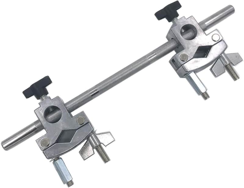 Drum Multi Clamp Adjustable Double Drum Rack Clamp with Straight Rod, Cymbal Stand Clamp Drum Set Mounting Clamp image 1