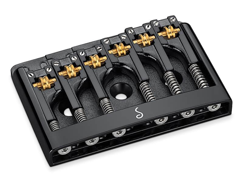 Schaller Germany 3D6 6-String Flatmount Roller Guitar Bridge, BLACK 12120400 image 1
