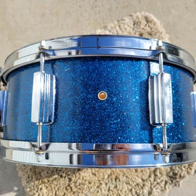 Vintage MIJ Tempro 14x5.5" Snare Drum - Blue Sparkle (168-24) image 11