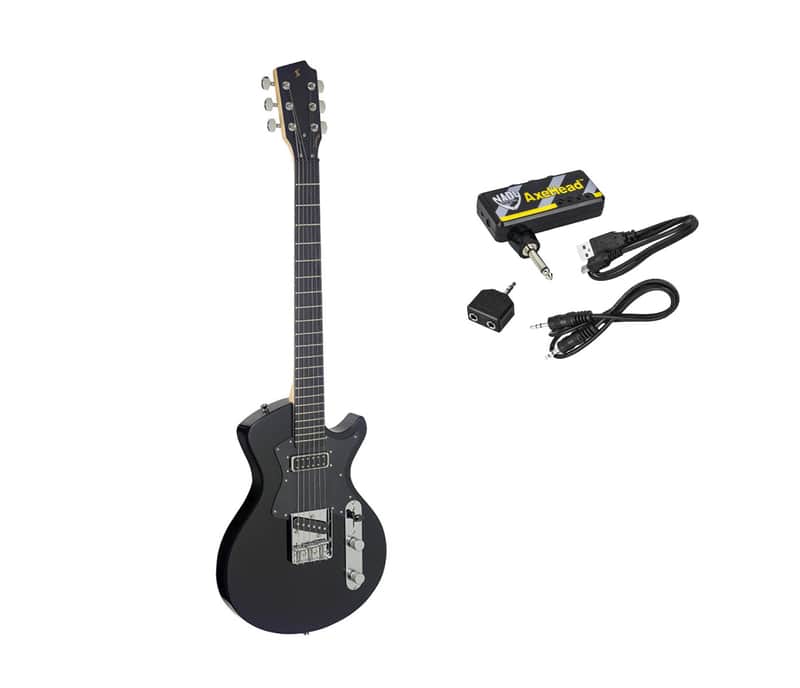 Stagg Silveray Series Electric Guitar - Black + Headphones Mini Amp image 1