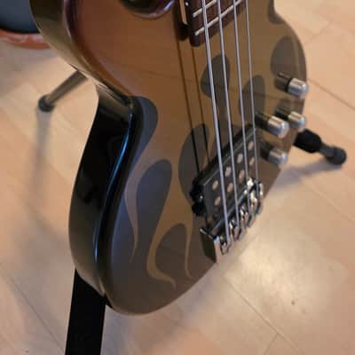 Jackson USA JJ Bass Custom Shop Interference Hot Rod Flames Flip-Flop Color Change 32" Medium Short Scale Scott Ian Music Man Stingray Pickup 18V Preamp American Slap Bass Guitar image 17