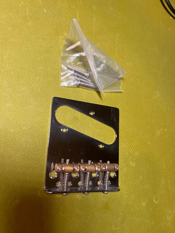 Rockrabbit Telecaster Control Plate - Titanium w/ Brass Saddles image 1
