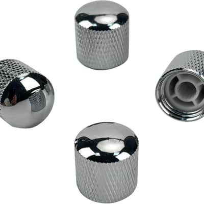 4Pcs Steel Bass Guitar Knobs 15/64"(6.1mm) Hole Dome Metal Guitar Volume Knobs for Fender Strat ST Telecaster Tele Jazz Les Paul Replacement Parts (Chrome) image 1
