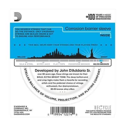 D'Addario EJ36 80/20 Bronze 12-String Acoustic Guitar Strings, Light, 10-47 image 2