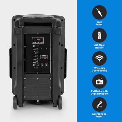 Wireless Portable PA Speaker System -1200W High Powered Bluetooth Compatible Indoor&Outdoor DJ Sound Stereo Loudspeaker wITH USB MP3 AUX 3.5mm Input, Flashing Party Light & FM Radio image 3