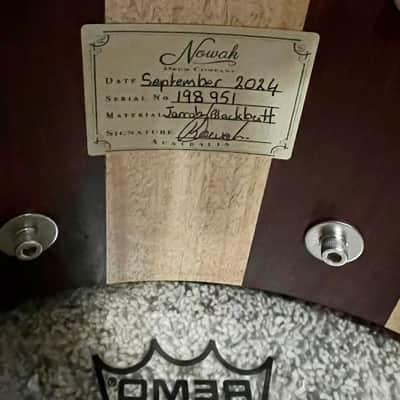 Like-New: Nowak Drums (AUST) 14x7 Jarrah/BlackButt block/stave snare, Sonor wires image 7