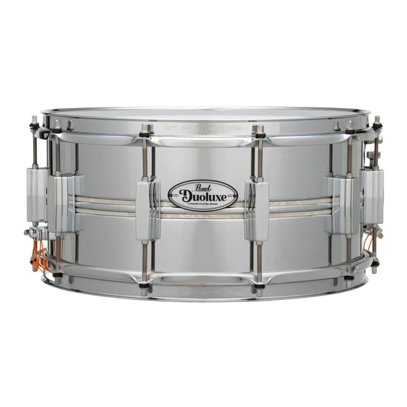 Pearl DUX1465BR Duoluxe 14x6.5" Chrome Over Brass Snare Drum image 1