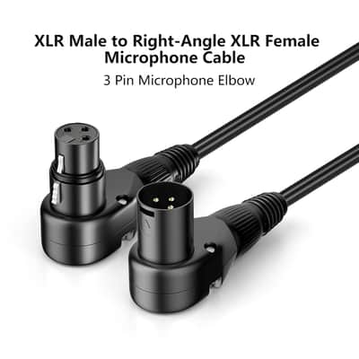 Right-Angle XLR Male to Right-Angle XLR Female Microphone Cable 2-Pack, Adjustable 90 Degree Pro Balanced Shielded 3 Pin DMX Patch Cord for Studio Audio&DJ Stage Live Recording(10Feet) image 2