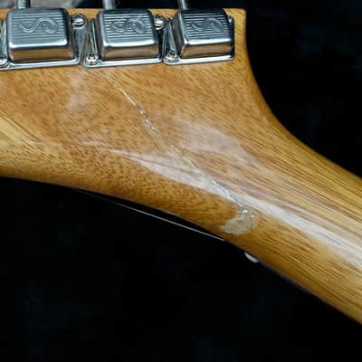 USA 2006 Hamer Korina Standard Explorer with rare checkerboard logo and original hardshell case SEE DESCRIPTION image 9