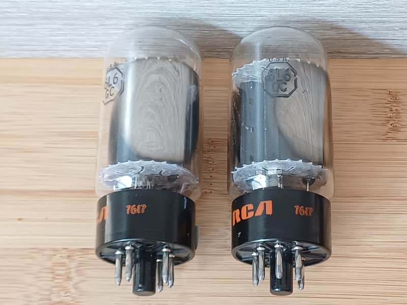Superb "A"NOS RCA 6L6GC BLACK PLATE matched pair made in USA in 1976 SAME DATE CODE ! Extra strong  Holy grail ! image 1