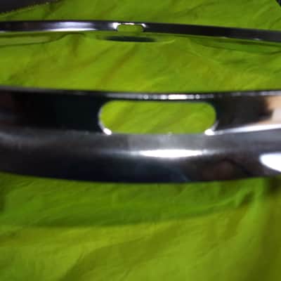 One Drum 14" Chrome 8 Lug Hole Rims Hoops For Bottom Side Snare Wires opening image 3