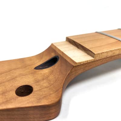 Brio Floyd Rose Nut Locking Nut T-Style Guitar Neck Roasted Maple 12" Radius 10 mm Holes 22 Frets Satin Finish image 6