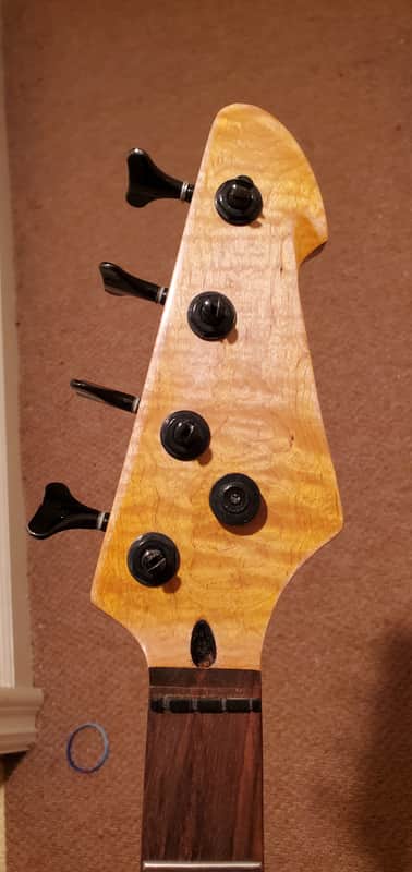 Flamed roasted satin 4 string bass neck image 1
