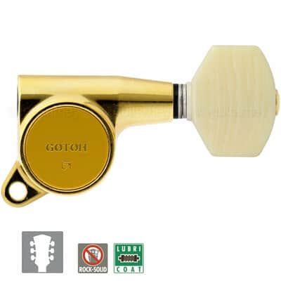 NEW Gotoh SG381-M07 MIJ L3+R3 Set Tuners w/ IVORY Style Buttons 3x3 - GOLD