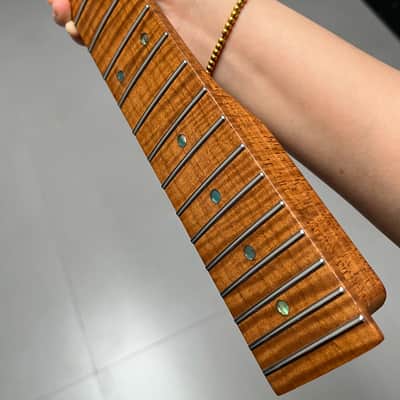 AAAA Bone nut Suhr Round-head stainless steel Roasted flame Maple Electric Guitar Neck 22 frets hole 10mm 12in image 1