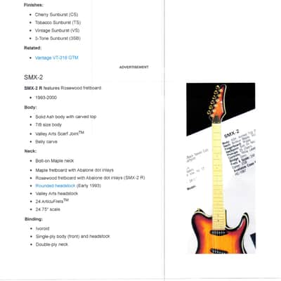Samick/Valley Arts SMX-2 Telecaster 1990 Sunburst image 15