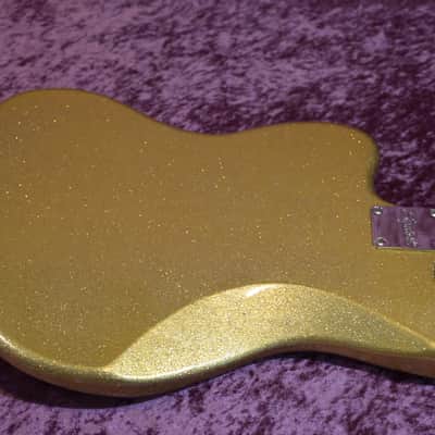 2025 Squier Classic Vibe 70's Jaguar Gold Sparkle Matching Head CME Exclusive image 12