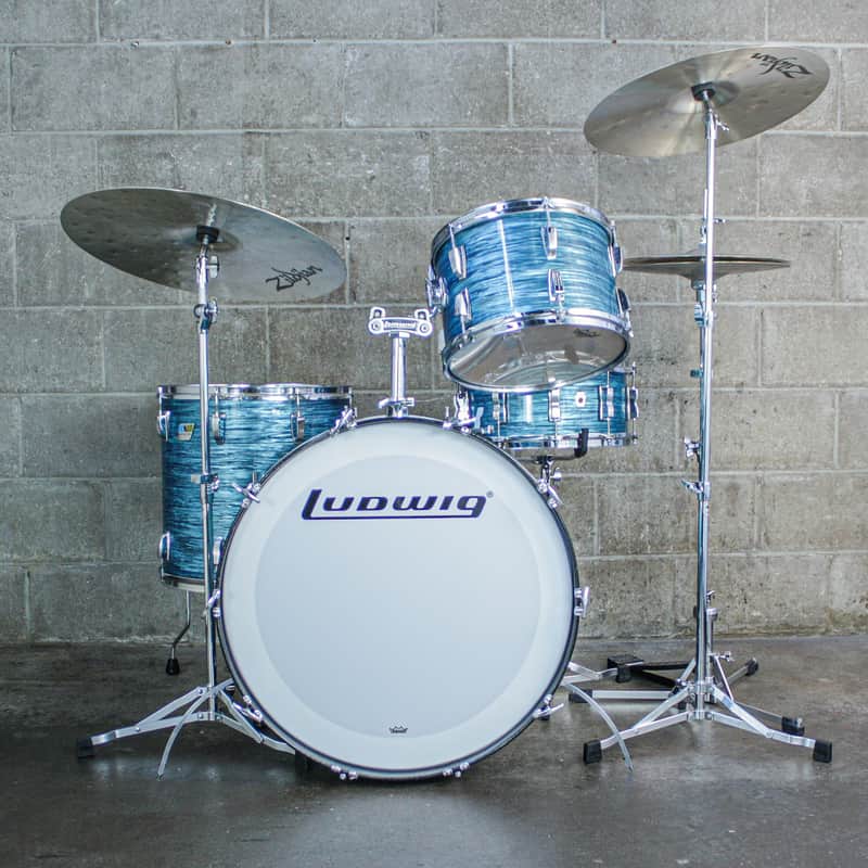 Ludwig 1977–78 Ludwig 4-Piece Drum Kit – Turquoise Oyster Rewrap – 6-Ply Maple – Netflix “Ginny & Georgia” image 1