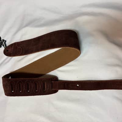 FENDER Suede Leather BROWN guitar STRAP - 2.5" wide - blem image 1