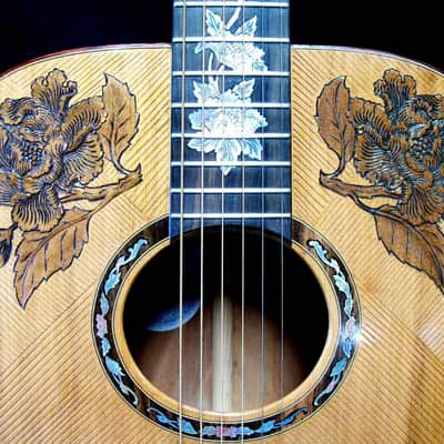 Blueberry  Handmade Dreadnought Acoustic Guitar Floral Motif - Built to Order image 12