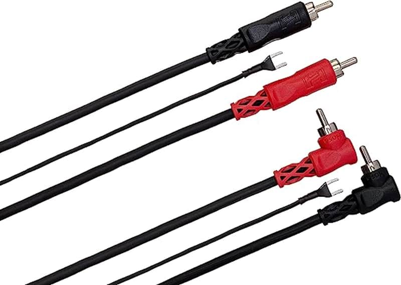 Hosa CRA-201DJ Dual RCA to Dual Right-Angle RCA with Ground Wire Stereo Cable - 1m 2010s - Black image 1