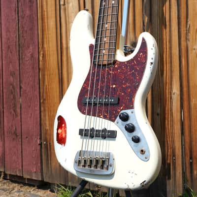 G&L USA Custom Shop JB-5 Nitro Olympic White over 3-Tone Sunburst 5-String Electric Bass Guitar w/ Tolex Case (2025) image 4