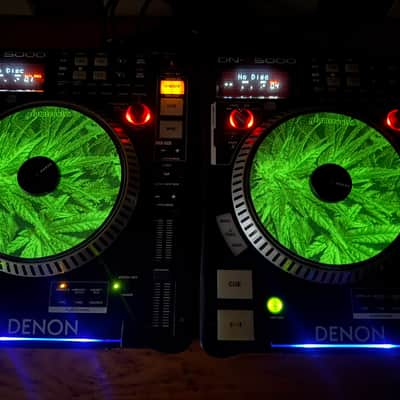 Denon DN-S5000 CD Decks (Pair) - Cases - Glowtronics Glow-In-The-Dark Slipmats - Fully Working image 2