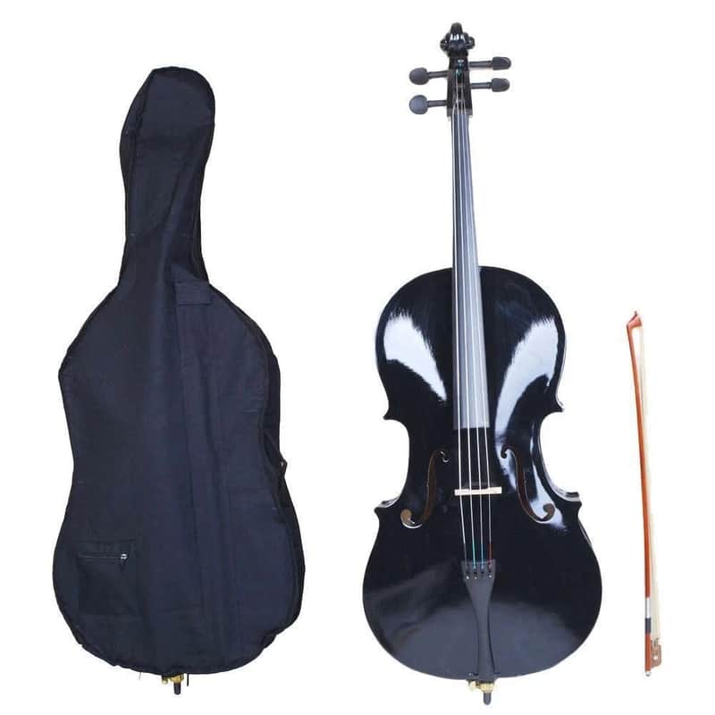 New 4/4 Size Professional Basswood Black Color Cello +Bag+Bow+Rosin+Bridge image 1
