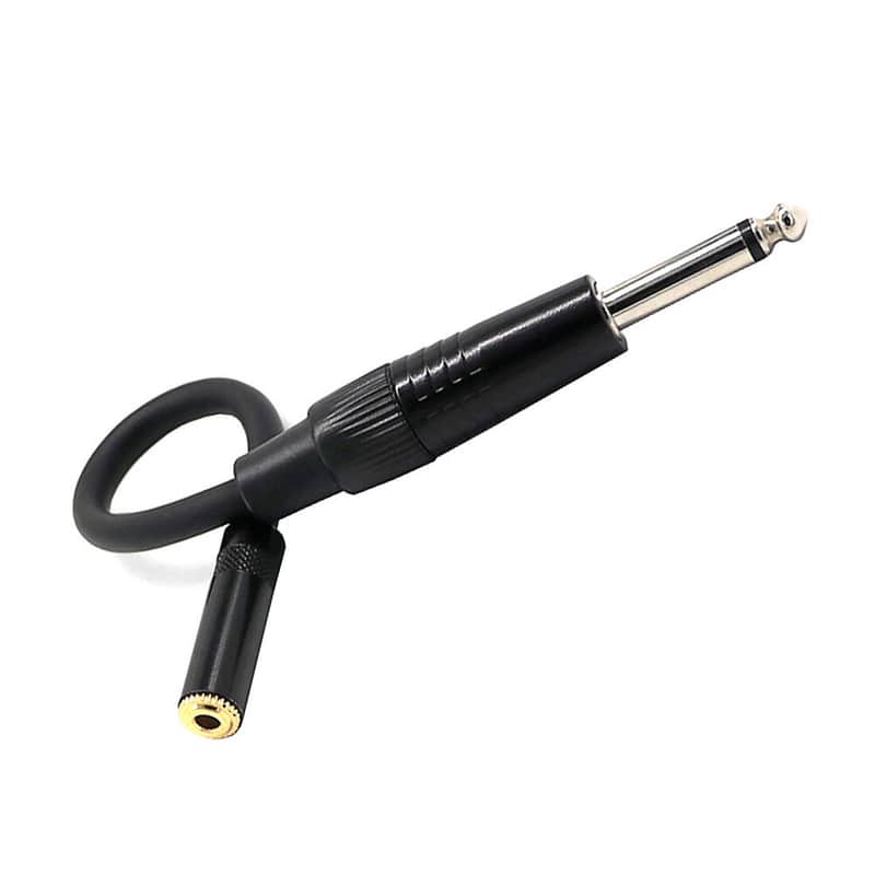 6.35Mm 1/4” Ts Male To 3.5Mm 1/8" Female Mono Audio Adapter Converter Cable - Black image 1