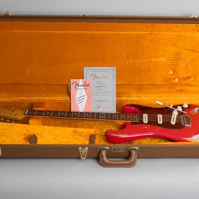 Fender  Custom Shop 61 Stratocaster Relic Solid Body Electric Guitar (2014), ser. #R78076, original brown tolex hard shell case. image 10