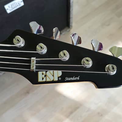 ESP Surveyor II 5 String Bass Black Ash Body EMG Music Man Stingray Pickup Active EQ Coil Tap for Precision Jazz PJ Tones MIJ Japan image 3