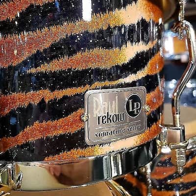 LP Latin Percussion Raul Rekow Signature Tiger Print Bongo Pair Set with Gold Hardware *IN STOCK* image 2