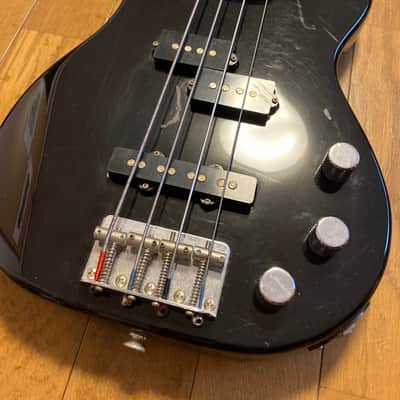 1987 Greco Atomic medium scale bass black with 80s graphics image 3