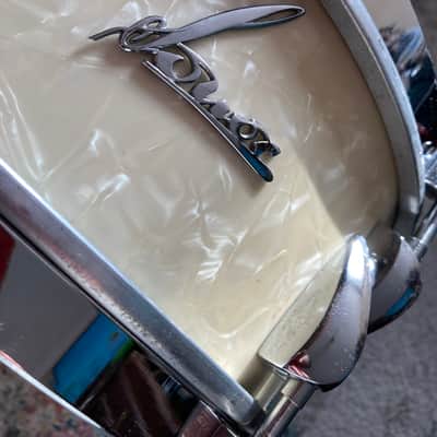 Vintage 1956 Sonor 12" Tonika Script Teardrop pearl pearloid white Snare drum Jazz fusion image 7