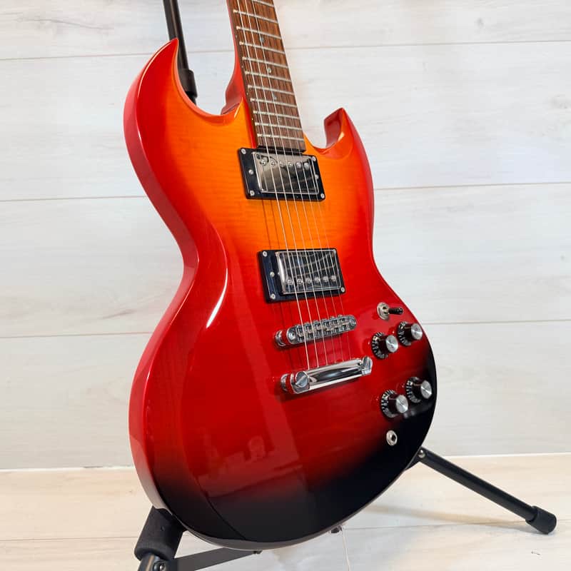 Jay Turser JT-55 Fireburst Double Cut Electric Guitar – SG Style Rock Machine image 1