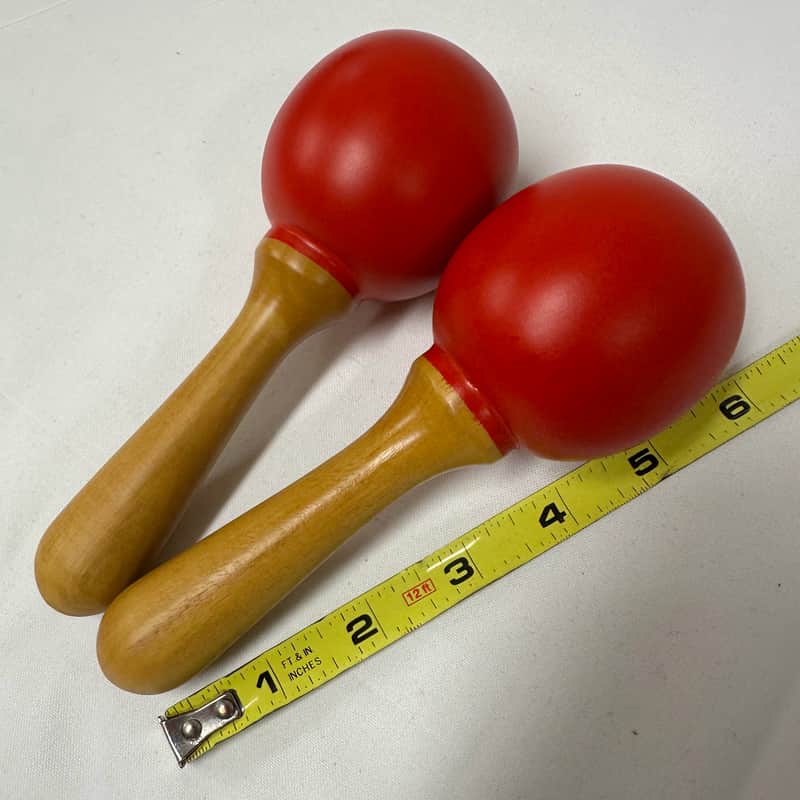 6" Mini Maracas, Wooden, 6" x 2", Mid-East MARR, Painted Red - NEW image 1