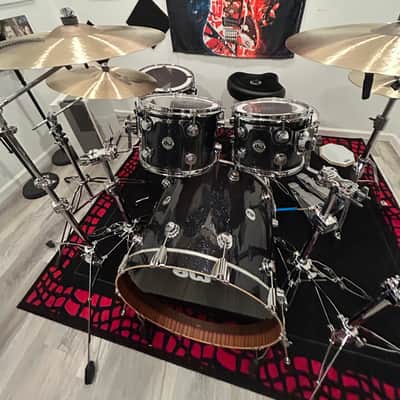 DW Collector's Series Maple/Mahogany Shells Full Kit w/ Hardware & Zildjian K Cymbals- Black Ice Finish w/ Copper Snare image 11