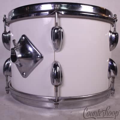 *Slingerland 12x8" White Gloss Wrap Tom Drum Chrome Stick-Saver Rims Vintage 70s image 6