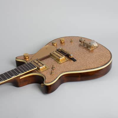 Gretsch  PX-6129 Champagne Sparkle Jet Semi-Hollow Body Electric Guitar (1962), ser. #46394, original blue-grey tolex hard shell case. image 7