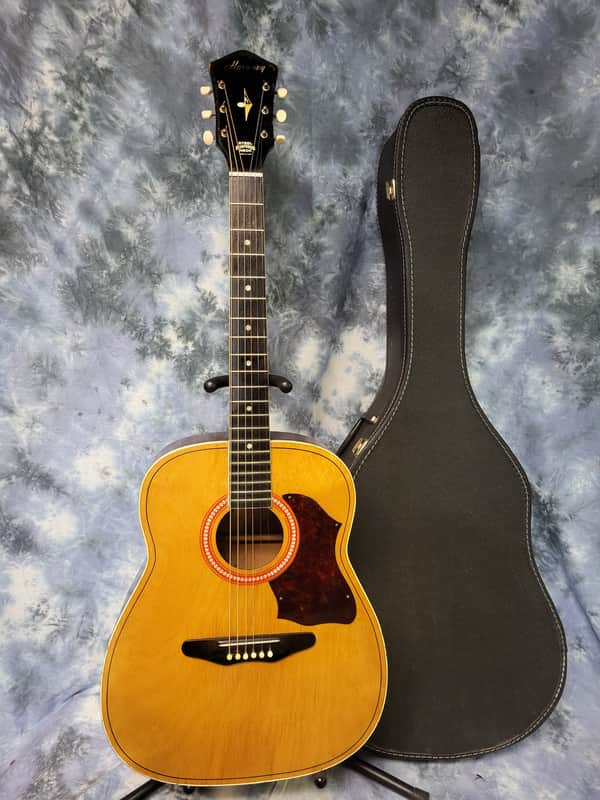 Vintage RARE 1970 Harmony H159 Dreadnought Birch Natural Neck Reset New Strings Pro Setup Original Soft Shell Case image 1