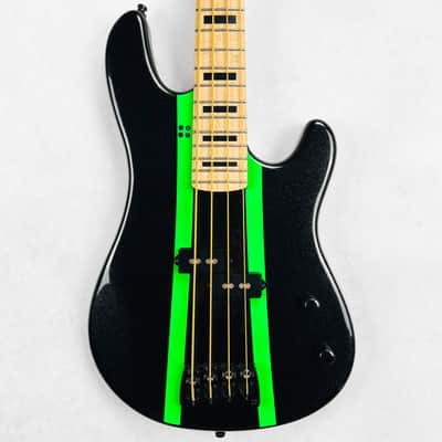 Sandberg California VS Lionel 30" Short Scale 4-String Bass 2024 - Cosmic Black & Green Neon Stripes image 1