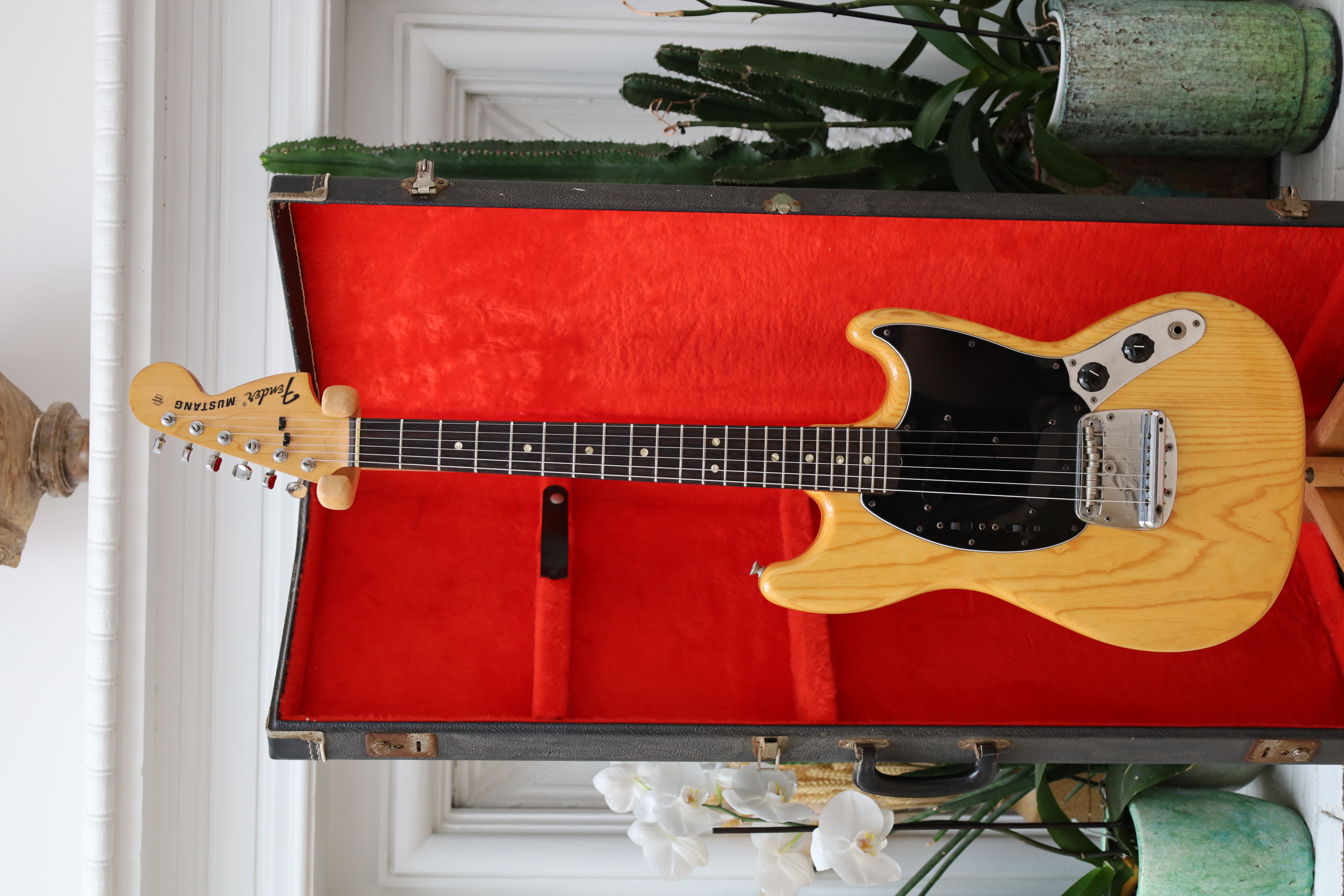 1978 Fender Mustang Natural w/ Original Hardshell Case Rare Vintage CBS Collector